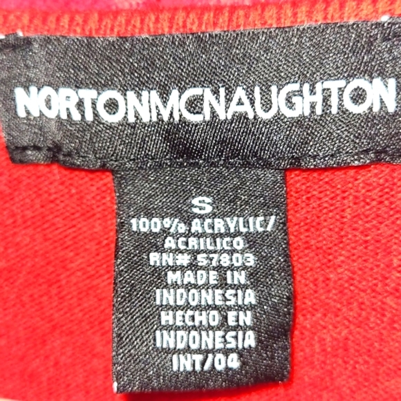 Norton McNaughton Red V-Neck Sweater Beaded Bow Embellished 3/4 Sleeve Small - Picture 4 of 4